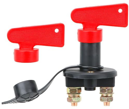 Battery Isolator Switch 12V with 2 Keys, 12V 24V Battery Master Isolator Cut Off Power, Kill Switch for Ship Boat Small Yacht Camper Truck, with Waterproof Key and Cover