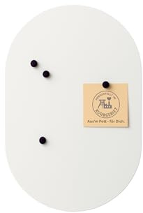 BEHE Metall Magnettafel Modern,40 x 60 cm, MetalBoard Memoboard für alle Magnete, Magnetpinnwand für Notizen & Fotos - Made in Germany (Oval, weiß)