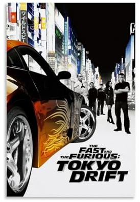 TRWHRYERYRH The Fast And The Furious – Tokyo Drift Poster, ästhetische Wandkunst, dekoratives Gemälde, Poster, Dekoration, Vintage-Leinwand für Wohnzimmer, Schlafzimmer, 30 x 45 cm, ungerahmter Stil