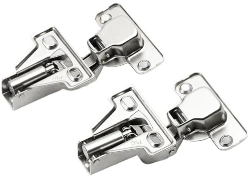 Schmale Türscharniere 36 mm, kurz, for kleine Möbel, Eckschränke, Frontrahmen, mit Soft-Close-Funktion, Edelstahl, 1 Stück(Half overlay)