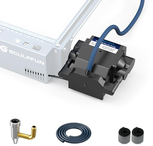 SCULPFUN S9 PRO Air Assist Kit pompe à air 12 V 7 A 30 l/min Pompe à air silencieuse avec tuyau d'air de 2 m Prise en charge de l'air à grande vitesse Le design de la machine de gravure laser S9 PRO