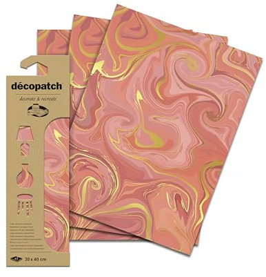 Décopatch C941C - Pack mit 3 Bogen Décopatch Papier 30x40cm Metallic-Effekt