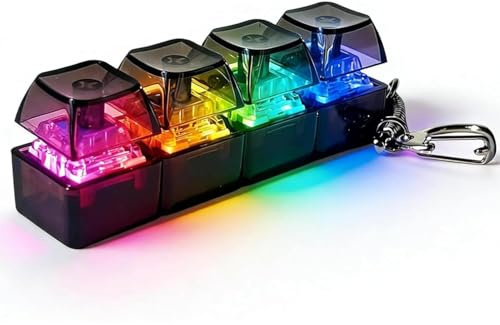 Keyboard Fidget Toy, 4 Keys Fidget Keyboard Keychain, 7 Colors Glowing Clicky Keyboards Fidgets Toy, Stress Relief Keyboards Clicker Fidgets Toys Light Up, For Office, School, Home, Travel