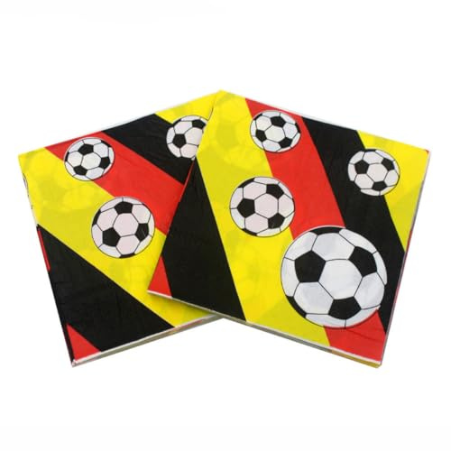 Healvian Bunte Fußball Servietten aus Robustem Papier 20 Stück Packung Weiche Partyservietten für Restaurant und Fußballweltmeisterschaft Deko