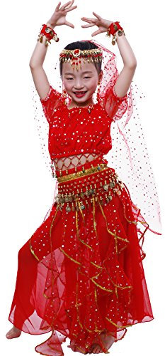 Astage Bauchtanz Mädchen Kleid Red S