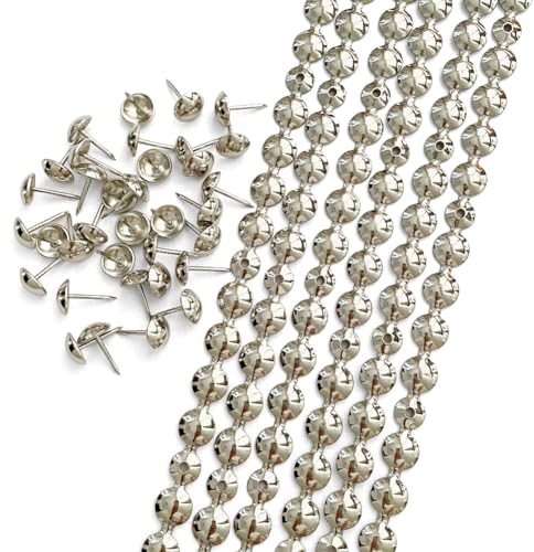Let's Decorate Bandes de clous en nickel pour meubles - 10 m - Pour canapé, bricolage - Clous assortis (E : 11 mm, nickel)