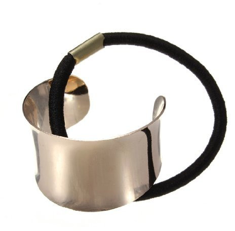 DIVISTAR Stylische Punk-Metall-Kreis, Pferdeschwanz, elastisches Band, Haarhalter, Ring, goldfarben, halbrund
