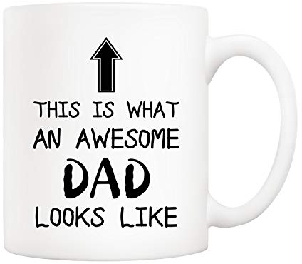 5Aup Funny Father's Day Awesome Dad Coffee Mug Gift, This is What an Awesome Dad Looks Like, 11Oz Novelty Cup From Daughter Son, Unique Birthday for Father Husband Men