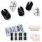 NAILOG Semi Cured Gel Nail Strips, Extra Long Nail Polish Strips (20 Pieces), Long Lasting Semi Cured Nail Stickers with Soft Glossy Gel Finish, B&W Composition