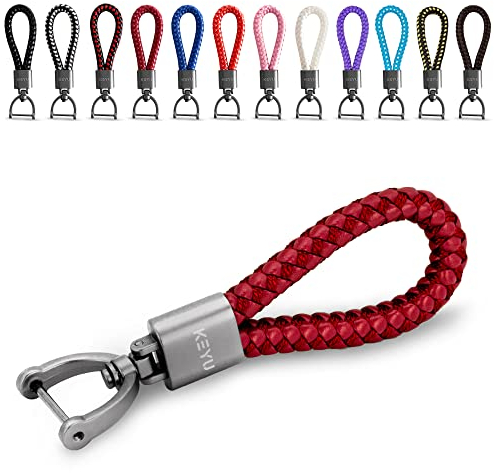 KEYU Schlüsselanhänger im maritimen Look mit Kordel für Damen & Herren | Schlüsselband | Autoschlüsselanhänger | Lanyard mit Karabiner (Weinrot)