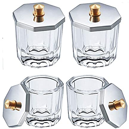 Vasos Cristal Arte de Uñas, 4 Piezas Uñas Dappen Taza, Vaso de Cristal de Manicura, Nail Art Polvo Líquido Acrílico Dappen, Se Puede Utilizar para El Cuidado de Las Uñas