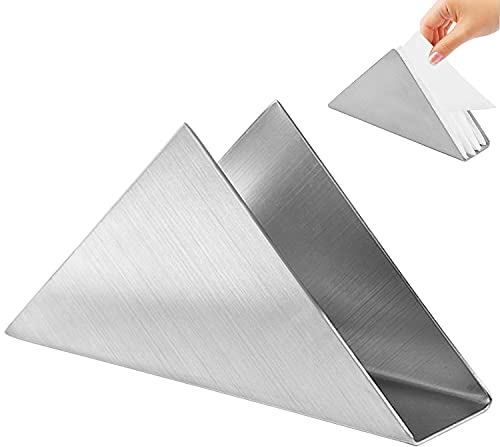 Graplan Serviettenhalter 17 x 4.5 cm Dreieck Serviettenständer Freistehende Serviettenspender Stand Tisch Organisation Für Arbeitsplatte Küche Esstisch Party Dekoration (Silber) Höhe 8.6 cm