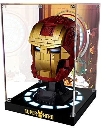 cooldac Acryl Vitrine Box kompatibel mit Lego Marvel The Iron Man Helm 76165 Bausteine Modell-Set, staubdicht, transparent, Displaybox, Vitrine (Modell Nicht im Lieferumfang enthalten)