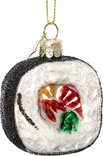 SIKORA Maki Sushi Rolle besondere Weihnachtskugel Glas Christbaumschmuck Deko Figur Weihnachten Anhänger Ornament - Trend Line - BS546