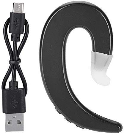 Tiiyee Non Ear Plug Bluetooth Headphones, Wireless Hands Free Ear Hook Bluetooth Headphone Painless Bone Conduction Headset for Smartphones Business Driving(Black)