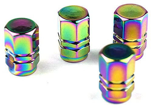 WLDOCA 4 STÜCKE Regenbogen Farbe MTB Fahrrad Schrader Ventilkappe Aluminiumlegierung Auto Motorrad Felge Reifen Vorbau Staubschutz,10