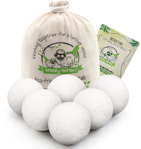 No más hojas para secadora, bolas de lana para secadora, paquete de 6 unidades, bolas ecológicas, bolas de secadora reutilizables, suaviza la ropa de forma natural, reduce el tiempo de secado y la