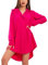 Toocool - Camisa de Mujer, Camisa de Algodón Oversize de Manga Larga, Camiseta Oversize Mujer VI-3257 [Talla única, Fucsia]