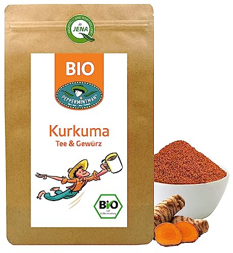 Bio Kurkuma Tee 500g - Gewürz & Tee & Goldene Milch - Curcuminreich - kräftig orange & aromastark - kontrolliert & geprüft - PEPPERMINTMAN