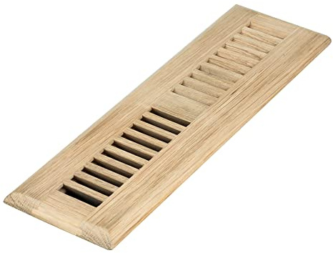 Homewell White Oak Wood Floor Register, Drop in Vent Cover with Damper, 2x10 Inch, Unfinished