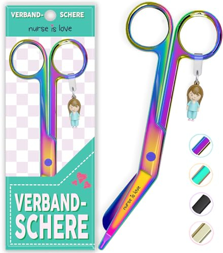 Nurse is Love Verbandsschere Pflege, Verbandschere Krankenschwester Schere aus Edelstahl scharf, abgerundete Spitze | für rettungsschere | Trauma schere mit bunt Designs | krankenschwester