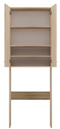 Oggi Pola Mueble de Baño - Mueble de Baño Alto Independiente - Mueble de Baño Delgado y Estrecho - Hueco Lavadora - 64x30x183cm Roble Sonoma