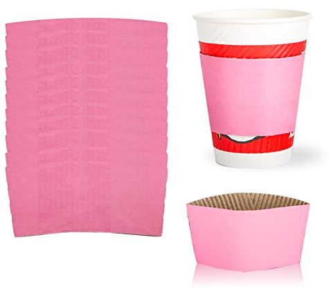 zsccxq Disposable Coffee Cup Sleeves Corrugated Kraft Paper Coffee Cup Sleeves Holder Protective Insulated Heat Espresso ForHot Drinks 8-24oz（100 Pcs）