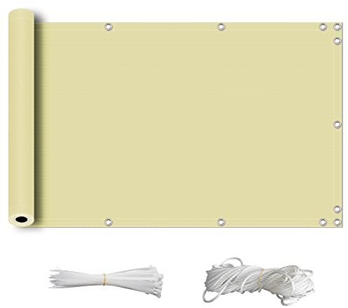 ZQXFZ Wasserdicht Sonnensegel 140x150cm balkonmöbel Oxford-Stoff Sichtschutz, SchattenküHlung, Uv-Schutz Unsichtbar Von Innen Oder AußEn Zaun sichtschutz Motiv -Sandgelb.