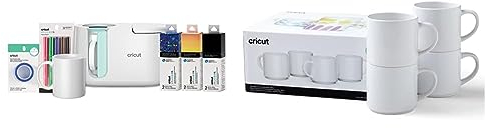 Cricut Mug Press, Kit de démarrage & Tasses vierges empilables | Blanc | 300 ml | 4 tasses à sublimation d'encre infusible | pour une utilisation à l'encre infusible, 2009392