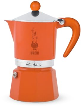 Bialetti Regenbogen-Mokkakanne – Espressokocher für 3 Tassen mit Sicherheitsventil – Arancione Color italienische Herdplatte Kaffeemaschine