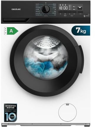 Cecotec Lavadora 7 Kg de Carga Frontal Bolero DressCode 7300 Inverter A 1950 W, 1200 rpm Máximas Regulables, 15 Programas, Bajo Consumo, Vapor SteamMax