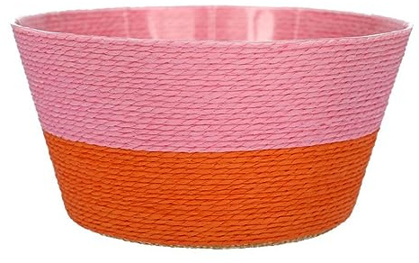 INNA-Glas Blumenkorb NERIONKO Duo, rosa-orange, 10 cm, Ø 19 cm | Pflanzkorb/Deko Topf