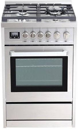 Rangaire RRG241TS 24 Gas Range Oven with Timer - Stainless Steel, Sealed Burners, Convection Fan, Easy Reach Racks