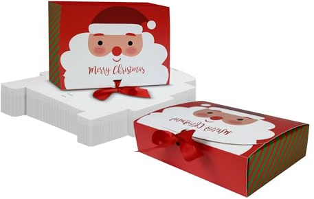 Emartbuy Pack of 12 Christmas Gift Boxes With Ribbon Closure 16.5x11x5 cm | Size 1 - Flat Pack Storage, Easy Assembly. Perfect For Small Gifts, Party Favours, Chocolates, Sweets & Festive Treats