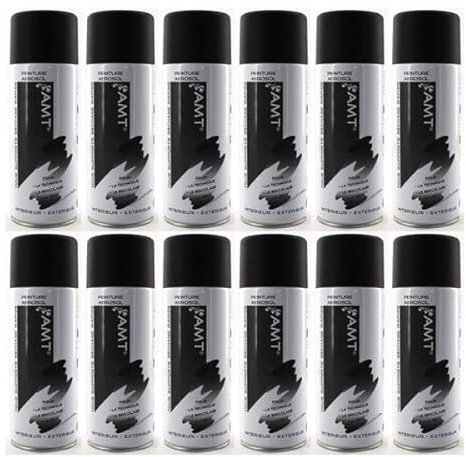 Lot de 12 bombes de peinture - Noir - Mat - 330ml - Amt