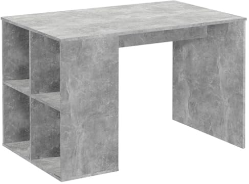 CKioict Schreibtisch mit Regal 117×73×75 cm Betonoptik Bürotisch Gaming Schreibtisch computertisch Geeignet für Büros, Wohnungen, leerstehende Räume