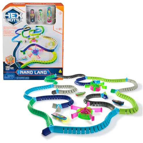 Hex Bots NanoLand Spielset mit 36 Bauteilen, 2 Karussellen, 2 Nano Bots und einem superschnellen Nano Flash. Ab 3 Jahren