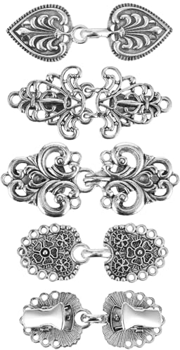 Jeffdad 4 Stück Vintage Clips für Kleidung, Cardigan Clips Frauen Metall Pullover Schal Strickjacke Clips Mantel Broschen Kragen Kleid Clips Verschlüsse Schal Pins Clips für Frauen Mädchen (Silber)