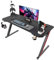 Homall Gaming Tisch 140 x 60 cm, Z-Frame Gamer Schreibtisch mit Kopfhörerhaken & Getränkehalter, Kohlebeschichtung Ergonomischer PC Computertisch, Stabiler Tisch