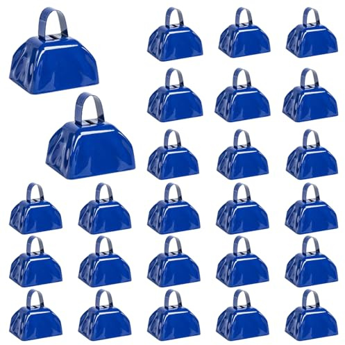 Kuhglocken aus Metall mit Griff, 7,6 cm Kuhglocken, Geräuschmacher für Sport, Großpackung, kleine Kuhglocken, laute Glocken, Geräuschmacher, Rufglocken für Fußballspiele, Hochzeit, Jubel, Silvester