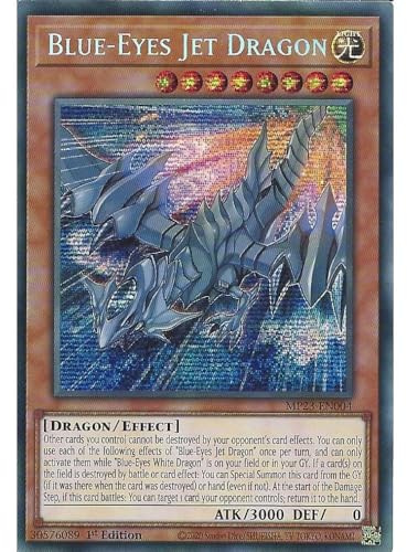 MP23-EN004 Blue-Eyes Jet Dragon - Carta secreta prismática rara: 1ª edición: monstruo legendario: carta de construcción de mazo de dragón blanco de ojos azules de Kaiba