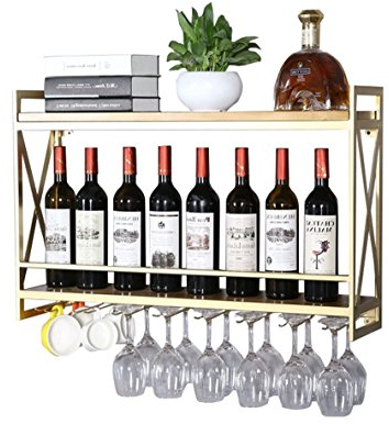 Support Mural Pour Casier À Vin En Métal | Porte-Bouteille De Vin En Bois Vintage Mural | Porte-Vin Rustique | Support D'Organisateur De Stockage D'Étagère Murale | Porte-Verre À Vin Suspendu