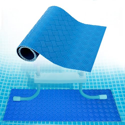 FEIAE Swimming Pool Ladder Mat - Protective Pool Ladder Pad Step Mat with Non-Slip Texture, 36 * 9in 2.5mm Thickness Vinyl Stairs Stability Cushion Protector, Blue