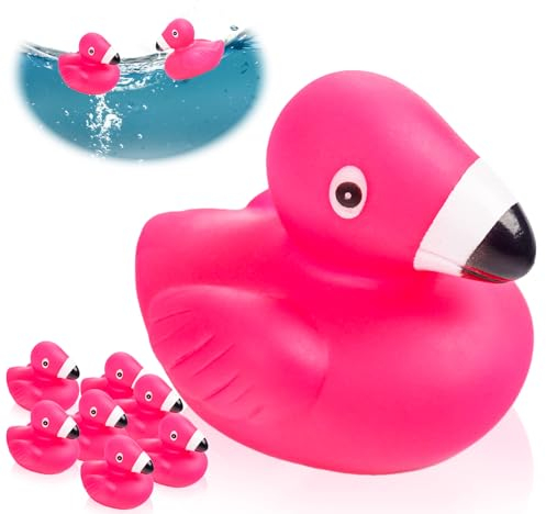 12PCS Mini Flamingo Badeenten, Rosa Badeente, Vinyl Enten Badespielzeug, Babybadente Dekoration, Für Badezimmer, Pool