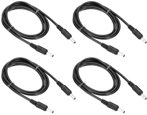 PATIKIL 4Pcs 3Ft Câble d'Extension d'Alimentation DC Mâle à Mâle Noir | Connecteurs Adaptateur de Fil 24 AWG, Cordon de Charge pour Bande LED DVR Routeur Caméra, 3,5 x 1,35 mm