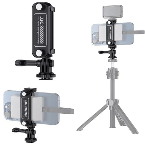 JJC SSD Holder Bracket for Samsung T5 T7 T9, Phone Tripod Mount with Clip for Apple iPhone 13 14 15 16, Samsung Smartphone, Cold Shoe Mount for Vlog Vlogging