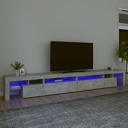 IKAYAA TV Stand with LED 290 cm TV Cabinet 290 Modern TV Cabinet TV Stand for Living Room or Living Room - Concrete Grey - 290 x 36.5 x 40 cm