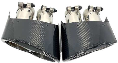 ZHANGSHUMIN Auspuffblenden Auspuffendrohr aus glänzender Kohlefaser, doppeltes inneres Schalldämpferendrohr Auspuffblende(Without Logo)