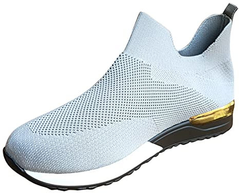 Generico Sneakers Slip On Donna Invernali Scarpe On Scarpe Runing Breathable Shoes Sport Outdoor Mesh Donne Colore Solido Scarpe da Ginnastica da Donna Shakers Donna Memory Foam Scarpe (Grey, 39)