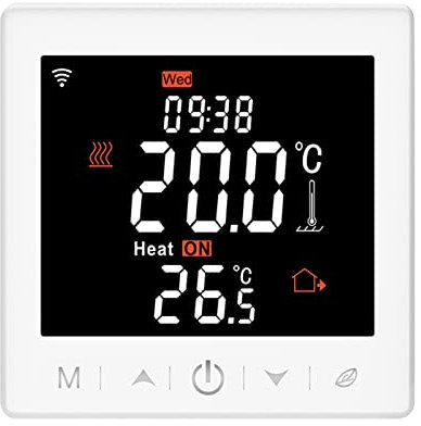 YIWEOG Termostato Termostato WIFI Smart Boiler 3A con applicazione e controllo vocale Display LCD da 3,5 pollici Termostato programmabile ligente Blocco bambini Previsioni meteo